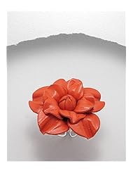 Orange Flower Leather Ring In White Base