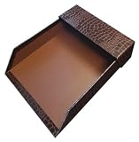 Aurora Products Note Tray with Roof, 6.38 x 4.63 x 1.75 Inches, Brown Croc with Tudor Liner (09281-6)