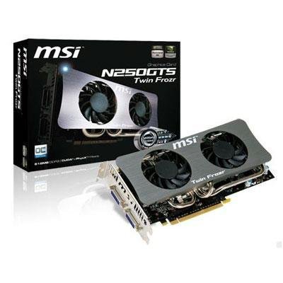 MSI nVidia GeForce GTS 250 Twin Frozr 512 MB DDR3 2DVI PCI-Express Video Card N250GTS TWINFROZR