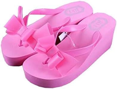 New Flip Flops For Women Fashion Women Knotbow Sandals Shoes Beach Flat Wedge Slippers Red Rose Size 6