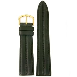 Watch Band Genuine Leather 16mm Black Double Padded
