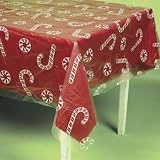 CLEAR CANDY CANE/PEPPERMINT TABLECOVER
