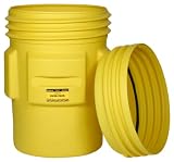 Eagle 1690 Yellow Blow-Molded HDPE Overpack Drum with Screw-On Lid, 95 gallon Capacity, 41.25" Height, 31" Diameter