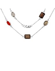 10.00 CT Sterling Silver Ladies Multi Colors & Cuts Gemstone 16 Inch Necklace