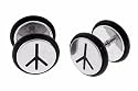 Stainless Steel Fake Plugs - Peace Sign, 16g Wire; 0g - Sold as a Pair