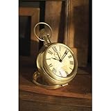 IMAGE OF Two's Company Timeless Treasure Pocket Watch Alarm Clock, Quartz Movement with 1-Year Warranty, Antiqued Brass