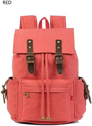 FNR 0615Unisex Back bag Multi-functional Rugged Canvas Leather Climbing sporting bag (Red)