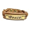 Peace Sentiment Tribal Braided Leather Bracelet with Snap Closure