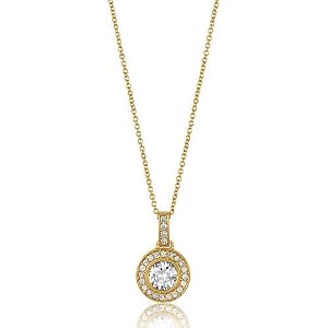 14K Gold Vermeil Cubic Zirconia CZ Accent Round Shaped Pendan