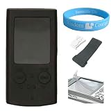 Black Jello Silicone Skin Case for Sony walkman E-340 Series E-344 E-343 8GB 16GB + Armband + Beltclip + Screen Protector + Wristband