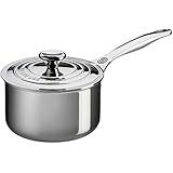 Le Creuset Tri-Ply Stainless Steel Saucepan with Lid, 2-Quart