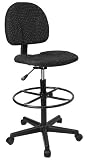 Drafting Stool with Designer Black Fabric Seat - BT-659-BLK-ARMS-GG
