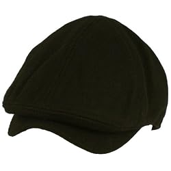 Men's Winter Wool Snap Open Duck Bill Curved Ivy Cabby Driver Hat Cap Black S/M
