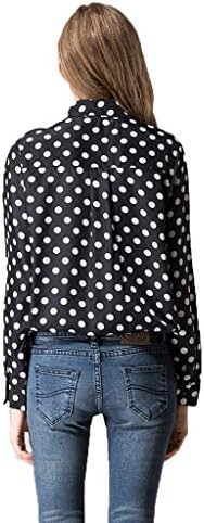 Payviva Korean Fashion Women Black Polka Dot Yards Chiffon Shirt Casual Blouse