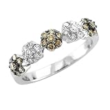 18k Gold White and Chocolate Brown Diamond Ring / Band, Size 7 (HI, SI-I, 0.66 carat)