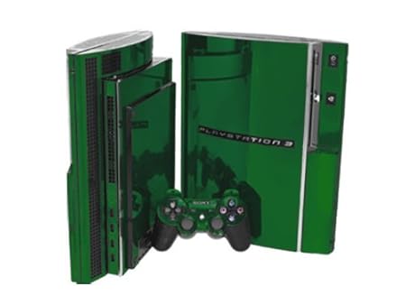 PlayStation 3 Skin (PS3) - NEW - GREEN CHROME MIRROR system skins faceplate decal mod