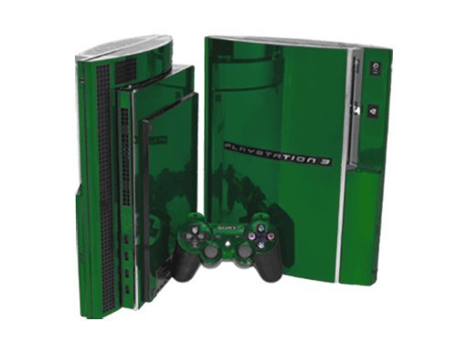 PlayStation 3 Skin (PS3) - NEW - GREEN CHROME MIRROR system skins faceplate decal mod