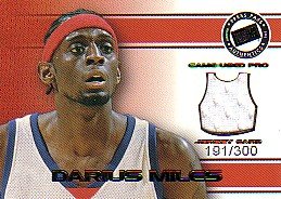 2002 Press Pass Pro Jerseys PJC/DM Darius Miles Los Angeles Clippers(Piece of Authentic Game-Used Jersey - Serial #D To 300 - Basketball Cards)