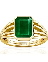 18K Yellow Gold Emerald Cut Emerald Womens Astrological Ring