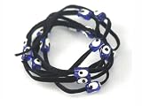 Black Suede Kabbalah String Bracelet with Lucky Eyes