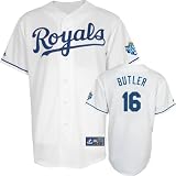 Billy Butler Jersey: Big & Tall Majestic Home White Replica Kansas City Royals Jersey with 2012 All-Star Game Patch