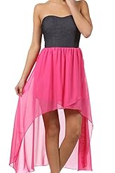 Strapless Open-Back Sweetheart Denim/Polyester Party Dress 