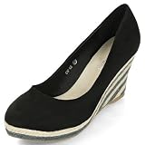 MQ23 Damen elgante Wedge Pumps mit Keilabsatz in Flecht-Optik GM-08