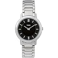 Women's Timex Bracelet-Style Black Dial Watch - Silver