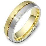 Stylish Comfort Fit 6mm Platinum and 18 Karat Gold Wedding Band Ring
