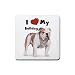 I Love My Bulldog Rubber Square Coaster (4 pack)