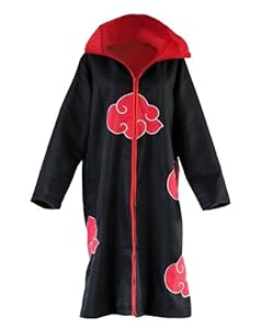 E-Mell Unisex Naruto Cosplay Akatsuki Ninja Uniform Cloak XS Black