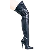 Women's Sexy Boots Zip Up Thigh High Boot 4 Inch Heel Black Cow Leather