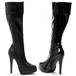 Women's Sexy Knee High Cuffed Boots 5.5 Inch Heel Stretch Boot With Inner Zipper Gothic Punk Black