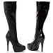 Women's Sexy Knee High Cuffed Boots 5.5 Inch Heel Stretch Boot With Inner Zipper Gothic Punk Black