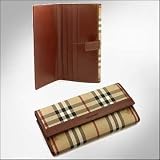 Burberry - Burberry Check Long Continental Wallet with Brown Trim