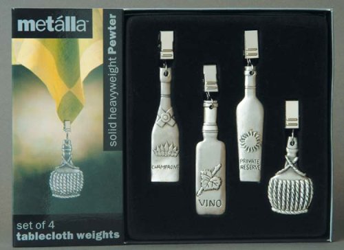 Childrens Toyshop  Kitchen & Housewares : Prodyne Pewter "Wine Bottle" Tablecloth Weights, Set of 4 (TW-24)