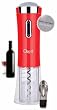 Ozeri Nouveaux II Electric Wine Opener in Red, with Free Foil Cutter, Wine Pourer and Stopper --