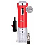 Ozeri Nouveaux II Electric Wine Opener in Red, with Free Foil Cutter, Wine Pourer and Stopper -- Ultimate Wine Gift ~ Ozeri Kitchen