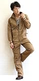 つなぎ メンズ おしゃれ 作業着 長袖 ツナギ 作業服 レディース 男女兼用 BROWN（茶） Mサイズ