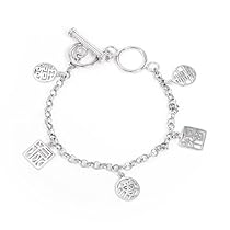 Hot Sale Chinese Fortune Sterling Silver Charm Bracelet