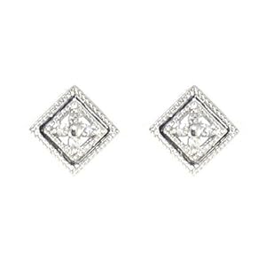 10k White Gold Diamond Accent Square Earrings (.040 cttw I-J Color I1-I2 Clarity)