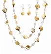 Necklace - N339 Long Natural Shells (36") + Matching Earrings ~ Peach-Beige