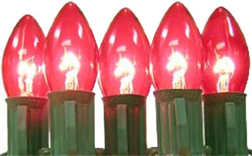 C9 Red Outdoor Christmas Lights Sets With Green Wire [C9TBK -Red]