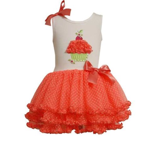 Bonnie Jean Baby Girls Cupcake Birthday Mesh Tutu Spring Summer Dress , Orange , 4 - 6X