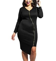 Plus Size Asymmetric Long Sleeves Polyester/Spandex/Scuba/Knit  Dress
