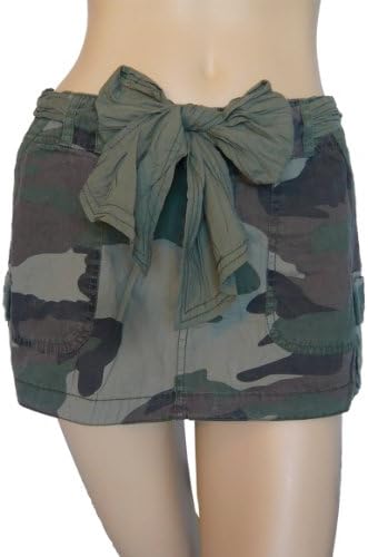 Sexy Camouflage Tie-front Mini-skirt with Cargo Pockets M