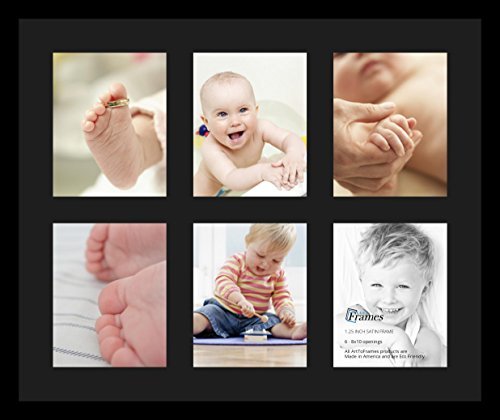 Art to Frames Double-Multimat-1055-89/89-FRBW26079 Collage Photo Frame Double Mat with 6 - 8x10 Openings and Satin Black Frame