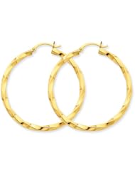 14k Yellow Gold Polished 3mm Twisted Hoop Earrings. Length 45mm x Width 43mm.