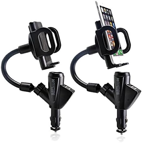 Jemsen Universal Car Mount Cell Phone Charger Holder, 360 Degree Rotating, Dual 2 USB 2.1A Charger Cradle Mount for iphone,Samsung Galaxy,Mp3/Mp4,GPS,PDA, and Other Smart Phones