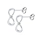 Infinity Micro Set Round Cubic Zirconia Stones 925 Sterling Silver Stud Earrings